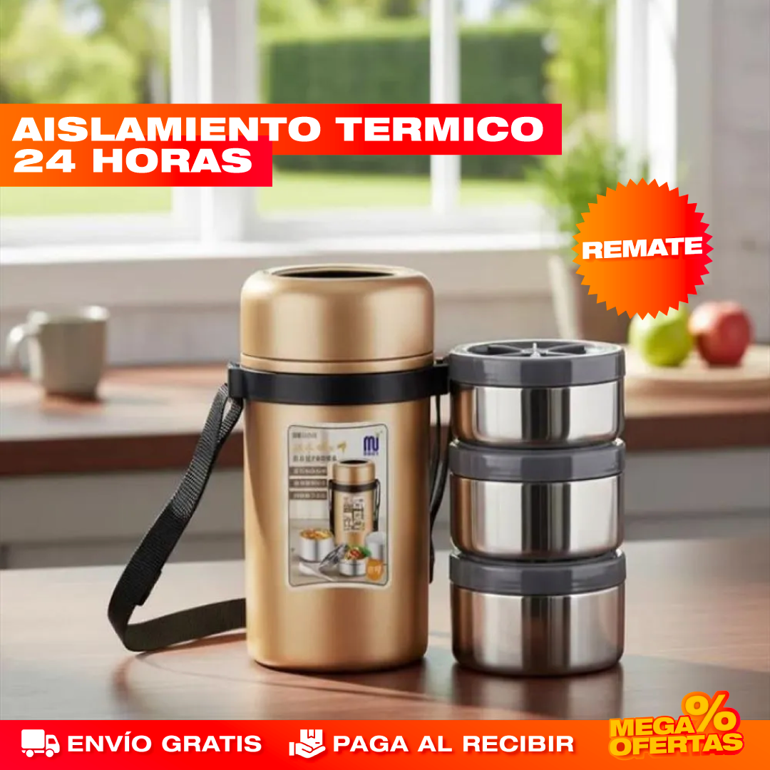 Lonchera Térmica 3 en 1 de Acero Inoxidable – Tu Almuerzo Caliente Hasta la Hora de Comer