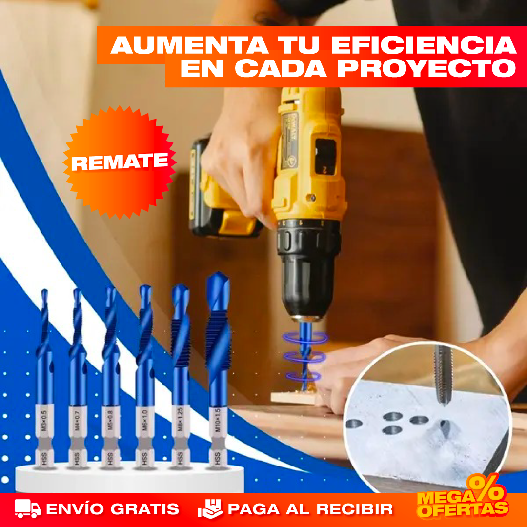 Brocas de Titanio Profesionales 3 en 1 – Perfora Metal, Madera y Concreto Sin Botarlas · 2x1: Paga 6 y Llevas 12