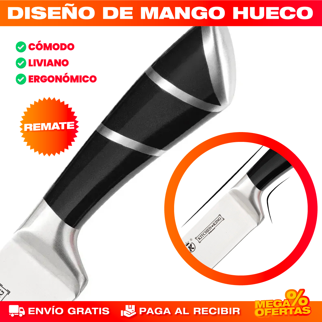 Set Cuchillos de Cocina de Acero Inoxidable – Corta Fácil y Parejo en Cada Comida