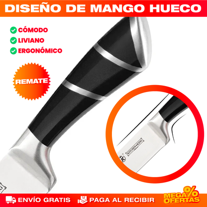 Set Cuchillos de Cocina de Acero Inoxidable – Corta Fácil y Parejo en Cada Comida