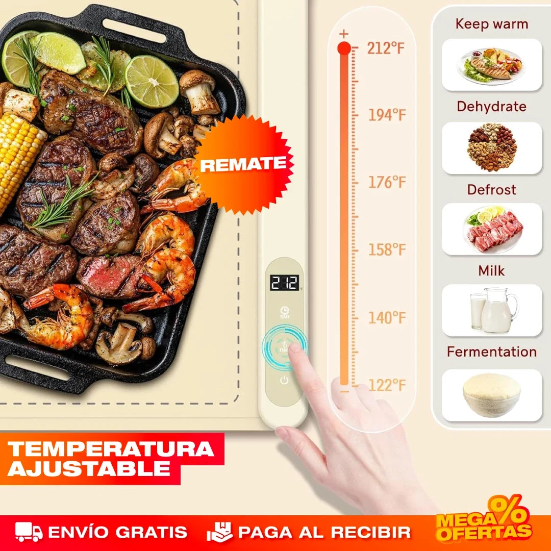 Tapete Eléctrico de Calentamiento para Cocina – Mantén la Comida Caliente en la Mesa