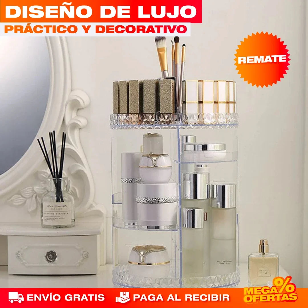 Organizador Giratorio 360° de Maquillaje – Todo tu Maquillaje a un Giro de Distancia