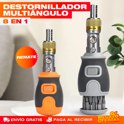 Set de Destornillador Multiángulo – Atornilla en Ángulos Imposibles · 8 Piezas