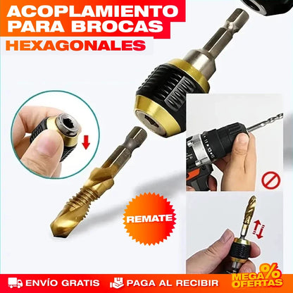 Acople Adaptador Hexagonal con Cambio Rápido para Brocas – Cambia de Broca en 1 Segundo Sin Detenerte
