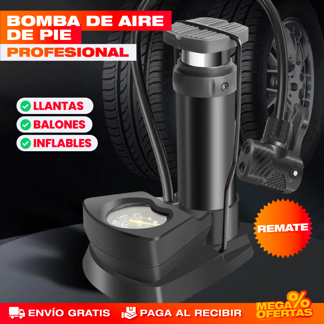 Bomba Infladora de Pie – Nunca te Quedes Varado por una Llanta Baja