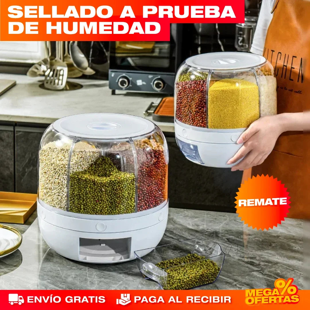 Dispensador Organizador Giratorio de Granos y Arroz – Despensa Ordenada y Sin Plagas
