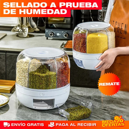 Dispensador Organizador Giratorio de Granos y Arroz – Despensa Ordenada y Sin Plagas