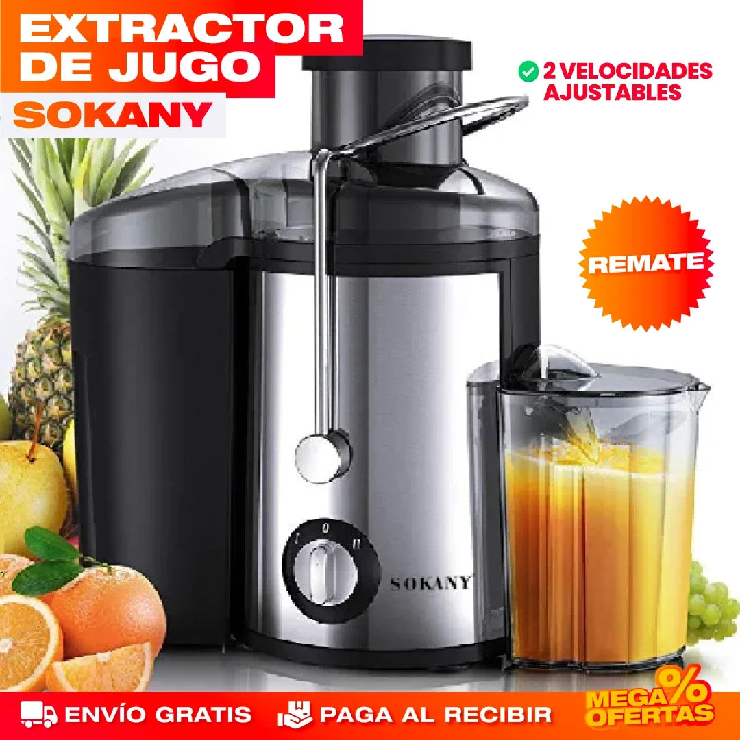 Extractor de Jugo Sokany – Jugo Natural en Segundos, Sin Cortar la Fruta ni Colar