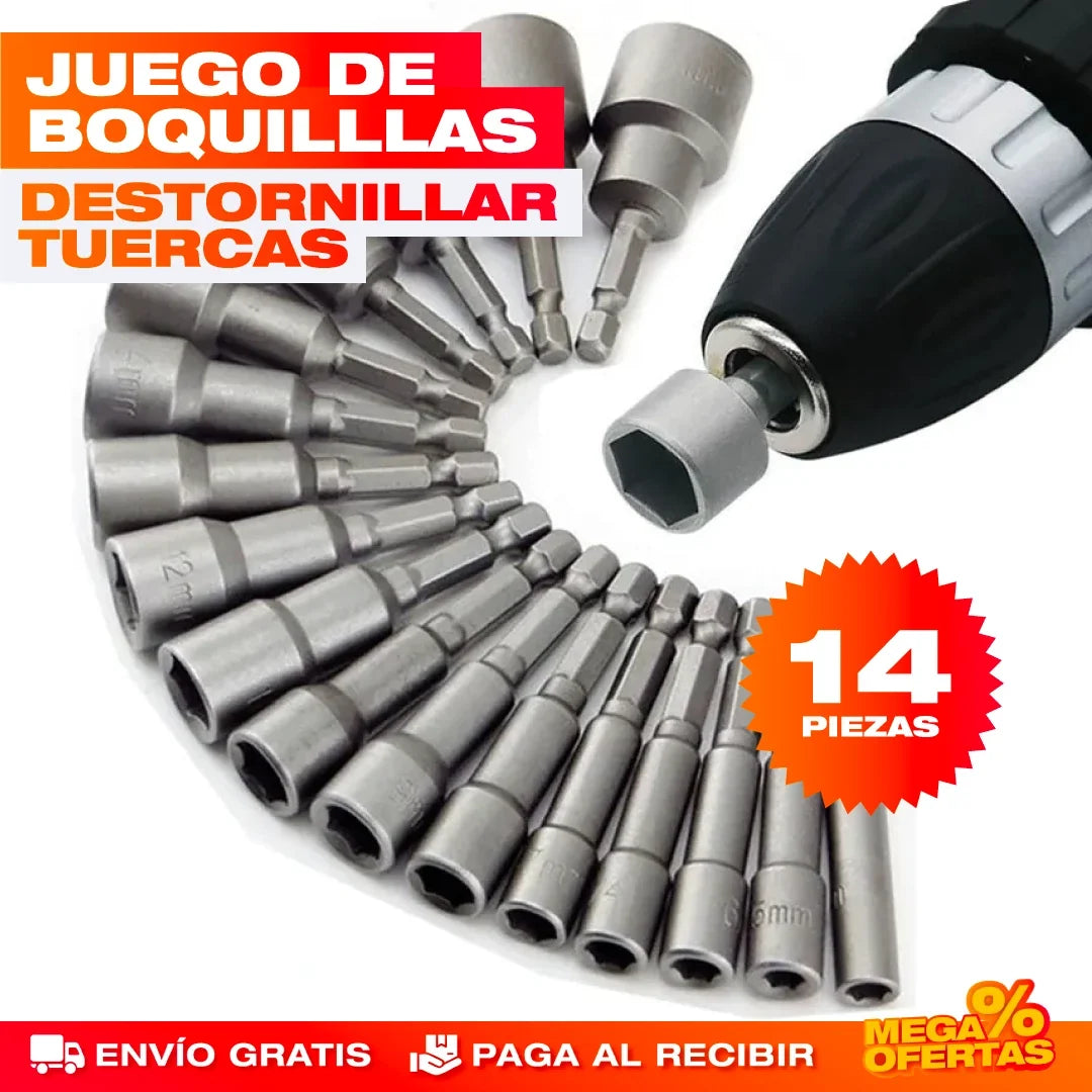 Boquillas de Llaves Hexagonales – Aprieta Cualquier Tuerca Sin Buscar la Medida · Set x14