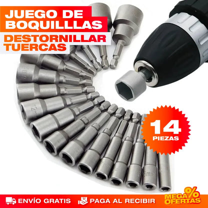 Boquillas de Llaves Hexagonales – Aprieta Cualquier Tuerca Sin Buscar la Medida · Set x14