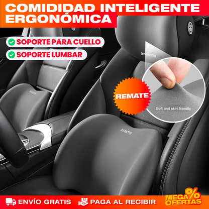 Kit de Soporte Lumbar de Espuma Viscoelástica – Adiós Dolor de Espalda en el Carro y la Oficina