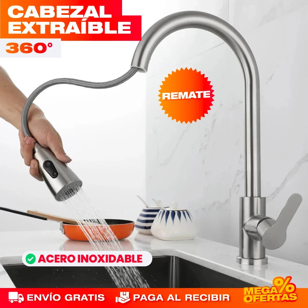 Grifo Extensible de Cocina de Lujo 360° – Llega a Cada Rincón del Lavaplatos