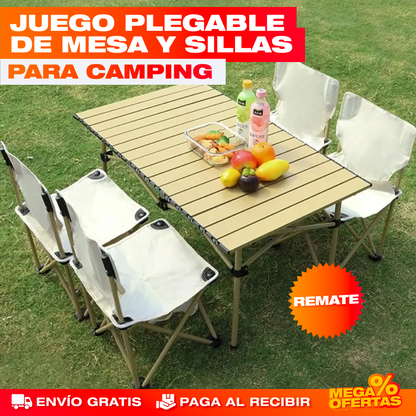 Mesa de Camping para 4 Puestos – Arma tu Mesa Donde Sea y Guárdala Plana