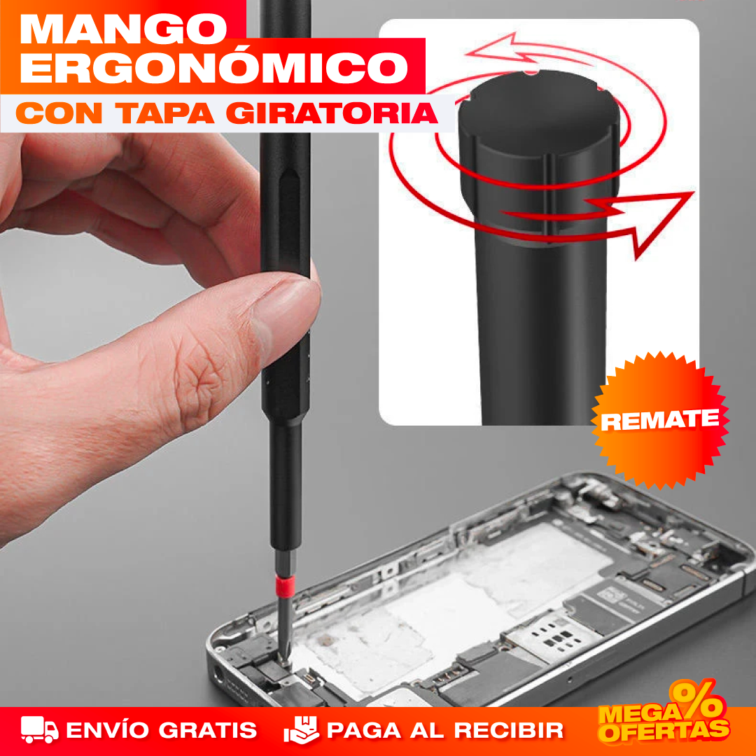 Kit Mini Destornillador Magnético 44 en 1 – Repara Celular, Gafas y Relojes en Casa