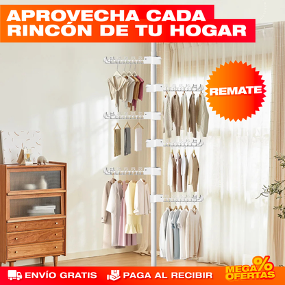 Tendero y Perchero Vertical Ajustable – Seca y Organiza tu Ropa Sin Ocupar Espacio