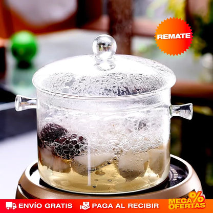 Olla de Vidrio Transparente – Cocina Sano y Ve la Comida Sin Destapar
