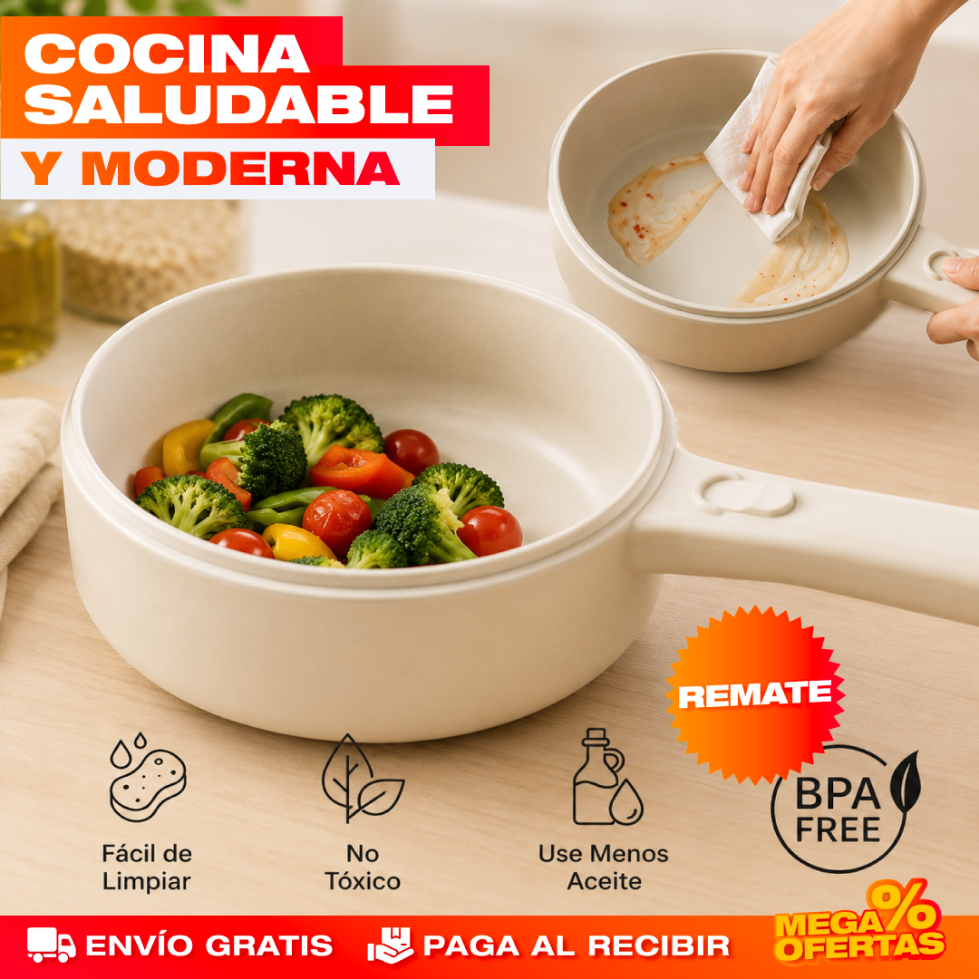 Olla Eléctrica Multifuncional – Hierve, Fríe y Cocina al Vapor en Una Sola