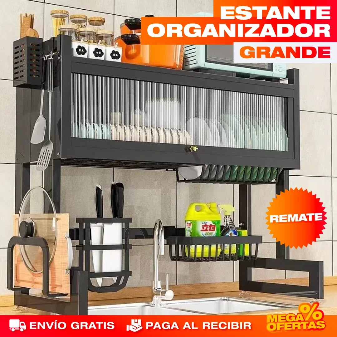 DryBox™ – Organizador Escurridor de Platos Grande de 2 Niveles