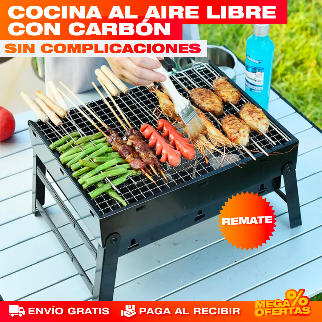 Parrilla Asador de Carbón Plegable y Portátil – Asados Donde Sea, Fácil de Guardar