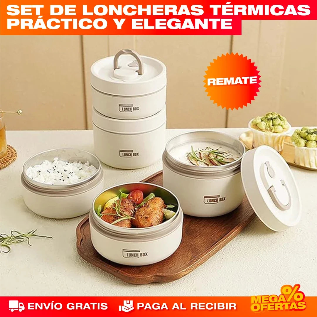 Portacomidas y Lonchera Térmica – Tu Almuerzo Caliente y Sin Derrames · Set x4