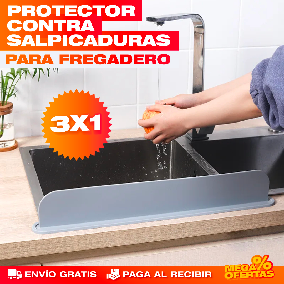 3 Protectores contra Salpicaduras de Silicona – Lava Sin Salpicar Agua por Todo Lado