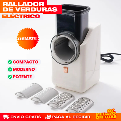 Rallador de Verduras Eléctrico 3 en 1 – Ralla y Pica en Segundos Sin Esfuerzo