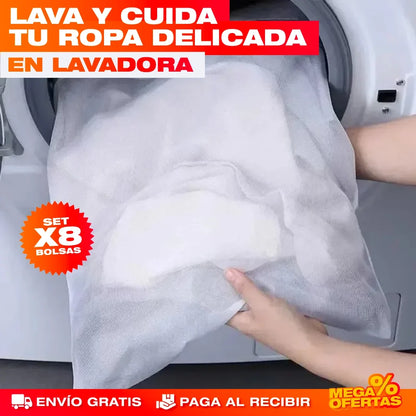 Bolsas de Malla Fina para Lavandería – Protege tu Ropa Delicada en la Lavadora · Set x8