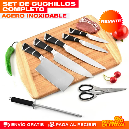 Set Cuchillos de Cocina de Acero Inoxidable – Corta Fácil y Parejo en Cada Comida