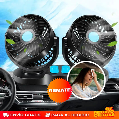 Ventilador de Doble Cabeza para Carro – Aire Fresco Adelante y Atrás en tu Carro