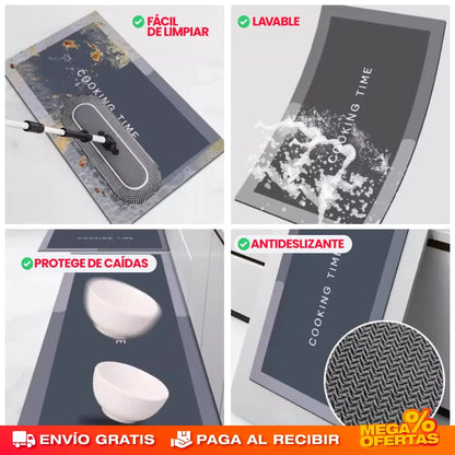 Alfombras Antideslizantes Súper Absorbentes para Cocina y Baño – Pisa Seco y Sin Resbalar · Combo x2