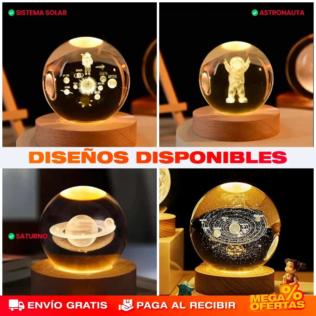 Lámpara Bola de Cristal LED 3D – Decora con una Luz Que Enamora · 2x1