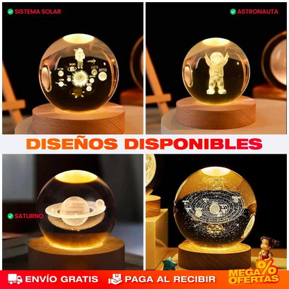 Lámpara Bola de Cristal LED 3D – Decora con una Luz Que Enamora · 2x1