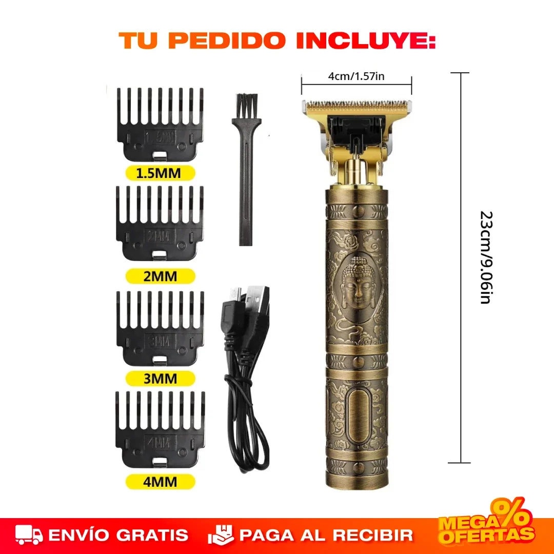 Máquina Barbera Buda Trimmer® Profesional Recargable – Corte de Barbería en tu Casa, Sin Cables