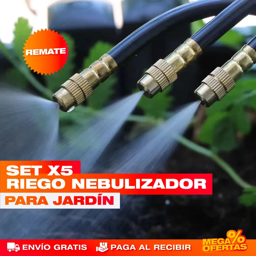 Riego Nebulizador para Jardín – Riega Parejo Sin Mojarte ni Desperdiciar Agua · Set x5