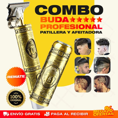 Combo Patillera y Afeitadora Profesional Buda – Corte y Afeitado de Barbería en tu Casa