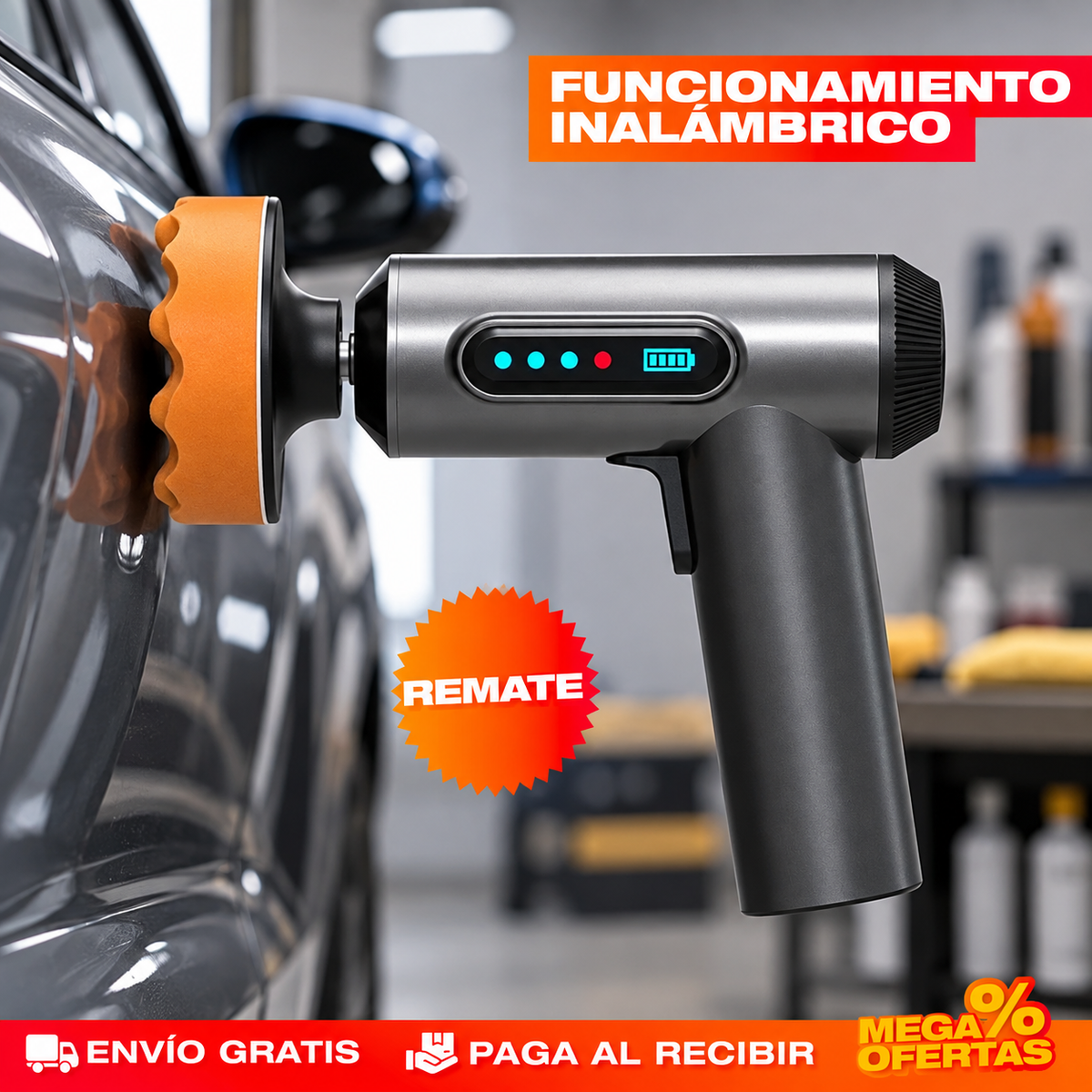 POLICHADORA INALÁMBRICA RECARGABLE PARA DETALLADO AUTOMOTRIZ – Le devuelves el brillo al carro sin cables ni extensiones