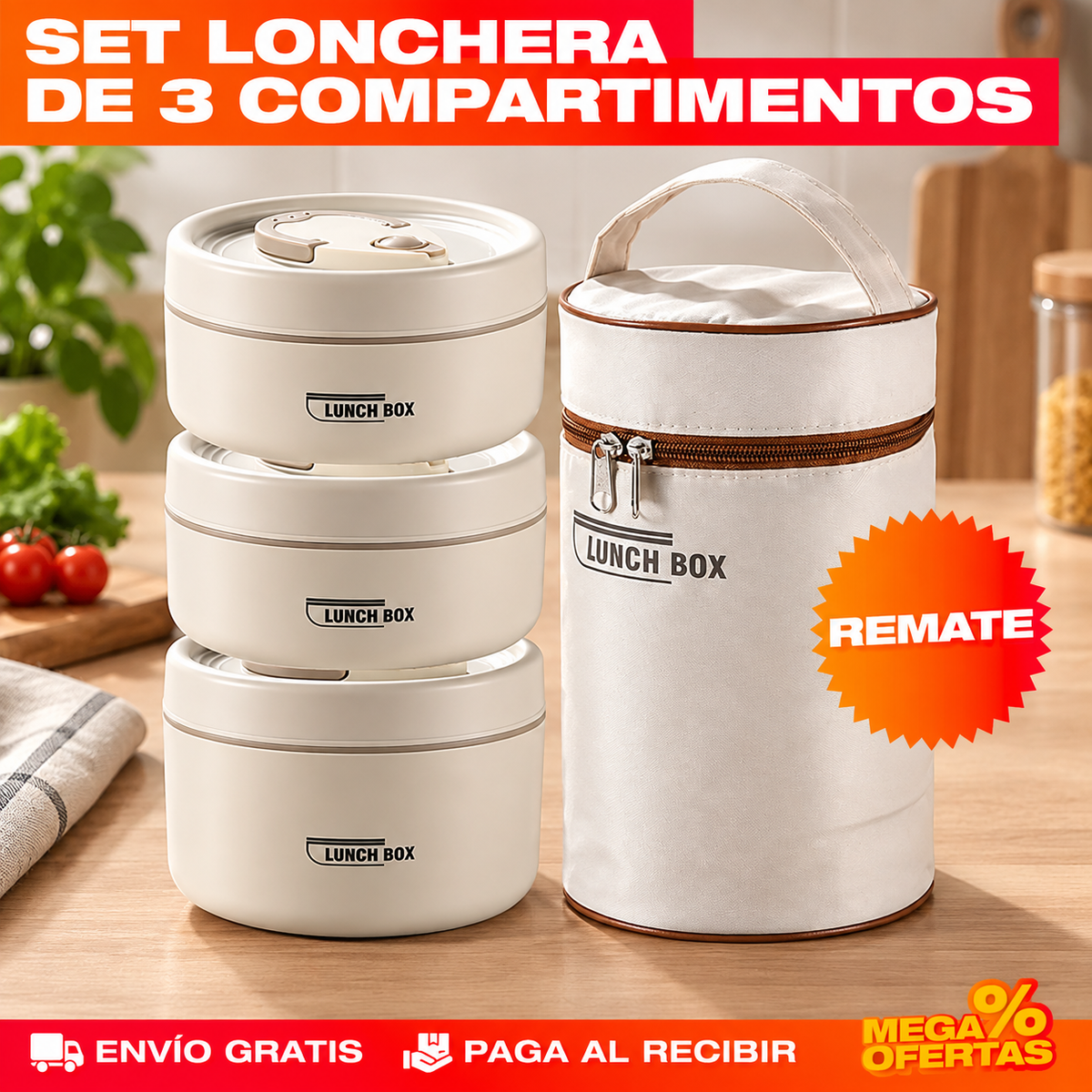 PROMO 2X1 SET LONCHERA TERMICA DE TRES COMPARTIMENTOS – El almuerzo llega separado, no hecho un revoltijo