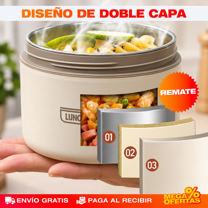 PROMO 2X1 SET LONCHERA TERMICA DE TRES COMPARTIMENTOS – El almuerzo llega separado, no hecho un revoltijo