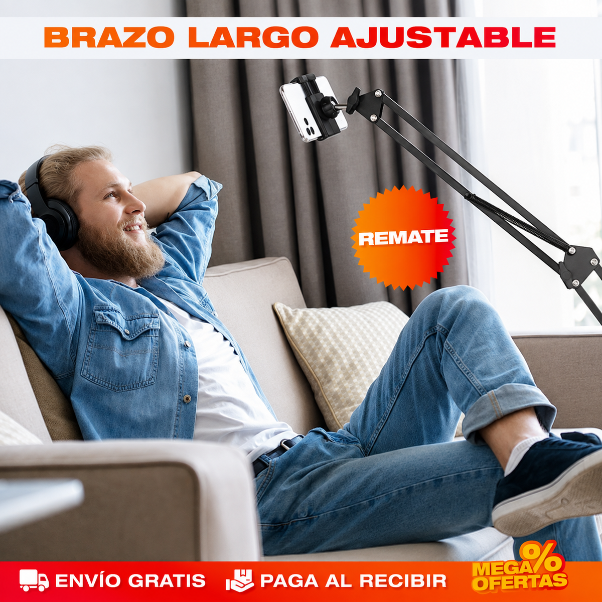 SOPORTE DE BRAZO AJUSTABLE PARA CELULAR – Ves el video sin sostener el celular