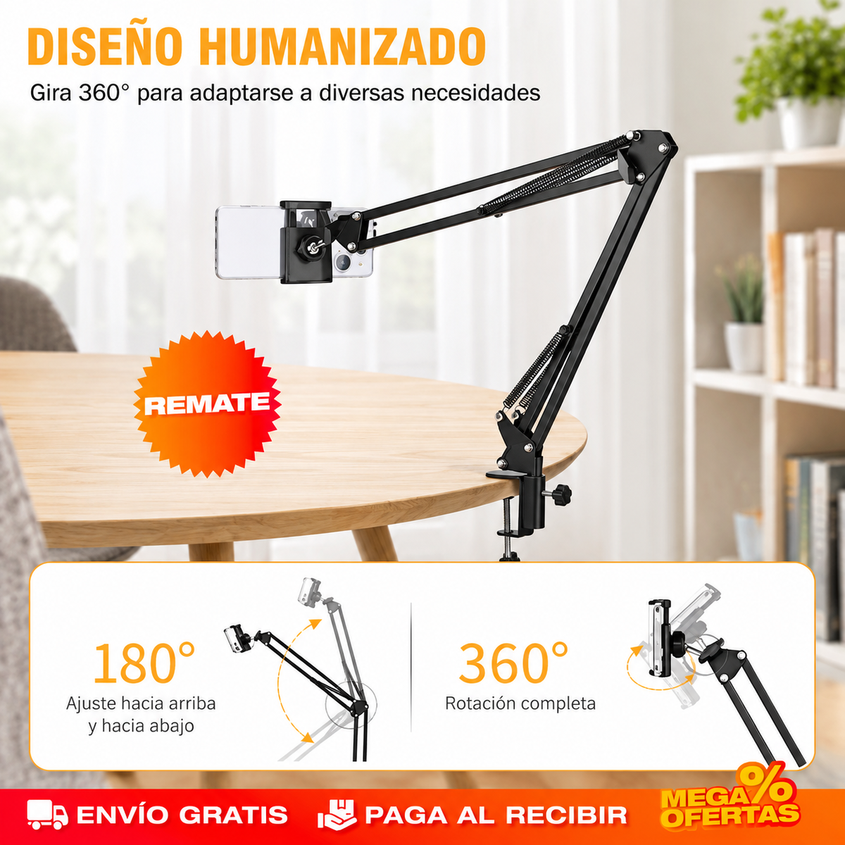 SOPORTE DE BRAZO AJUSTABLE PARA CELULAR – Ves el video sin sostener el celular