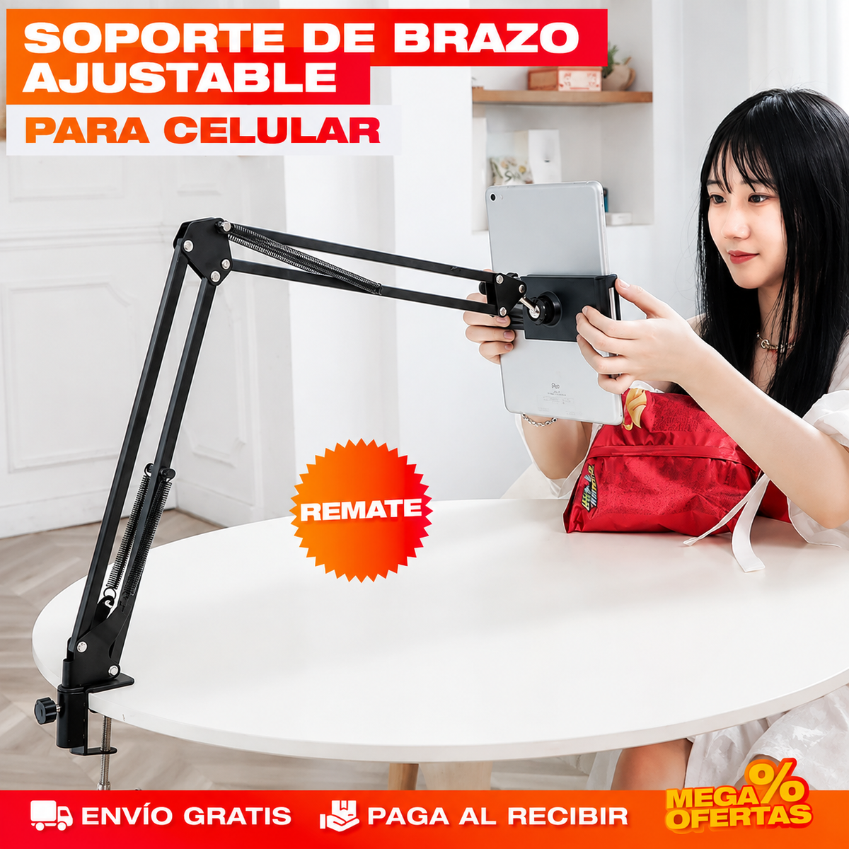 SOPORTE DE BRAZO AJUSTABLE PARA CELULAR – Ves el video sin sostener el celular
