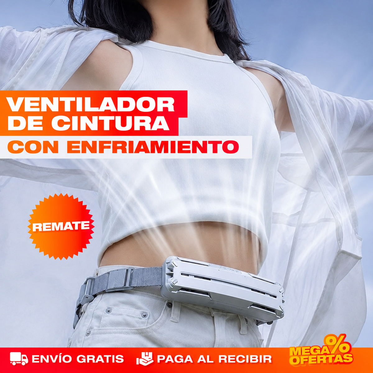 VENTILADOR PORTÁTIL DE CINTURA CON ENFRIAMIENTO – El aire se va contigo y las manos quedan libres