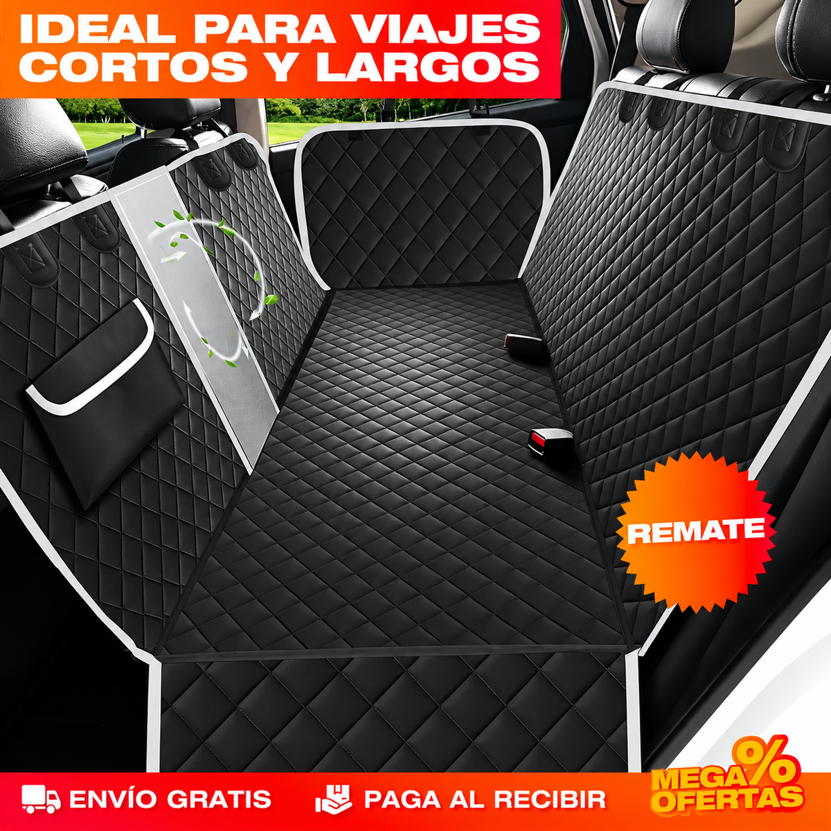 Funda Protectora de Carro para Mascotas – El perro se sube y el asiento queda intacto