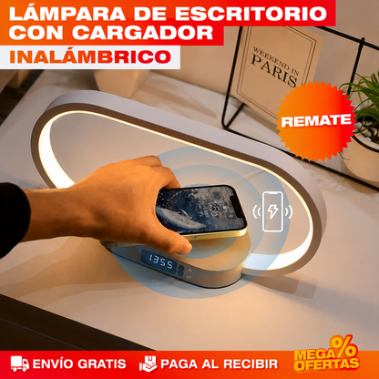 LÁMPARA LED DE MESA CON CARGA 10W – Alumbra y carga el celular con un solo cable