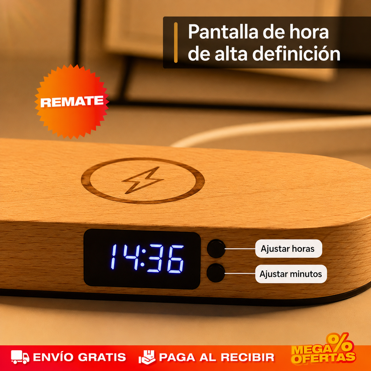 LÁMPARA LED DE MESA CON CARGA 10W – Alumbra y carga el celular con un solo cable