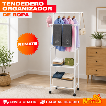 TENDEDERO ORGANIZADOR DE ROPA – Cabe el doble de ropa en el mismo rincón