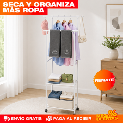 TENDEDERO ORGANIZADOR DE ROPA – Cabe el doble de ropa en el mismo rincón
