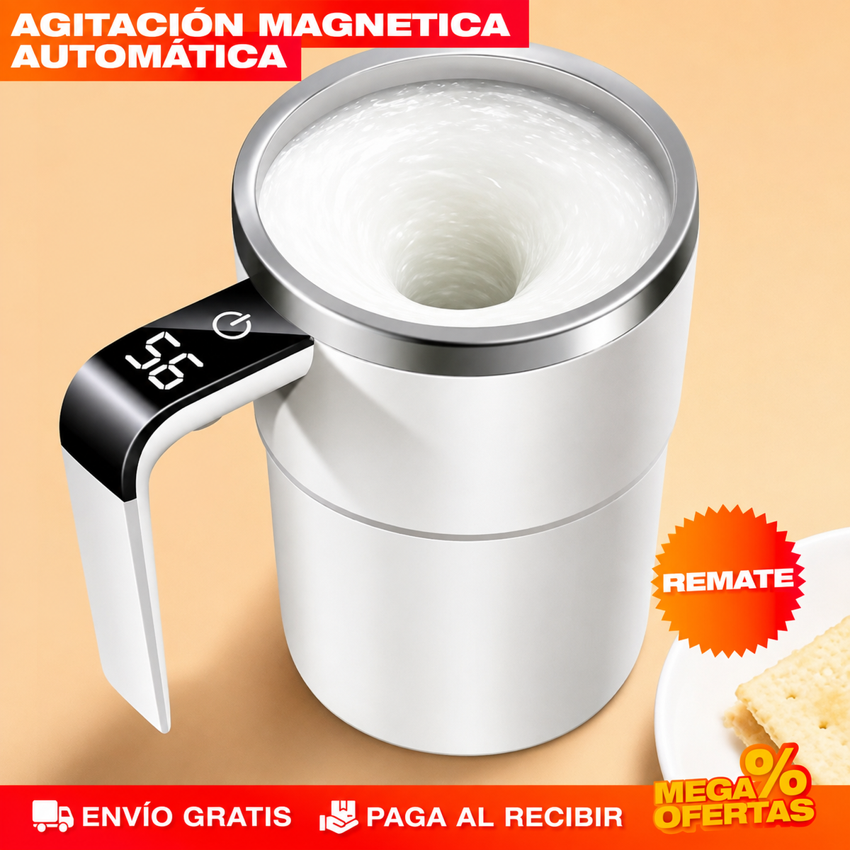 TAZA DE CAFÉ CON AGITACIÓN MAGNÉTICA – Se revuelve sola, sin cuchara que lavar