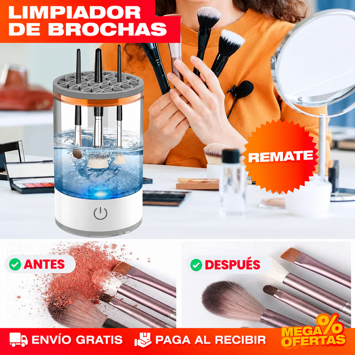 LIMPIADOR DE BROCHAS DE MAQUILLAJE AUTOMÁTICO