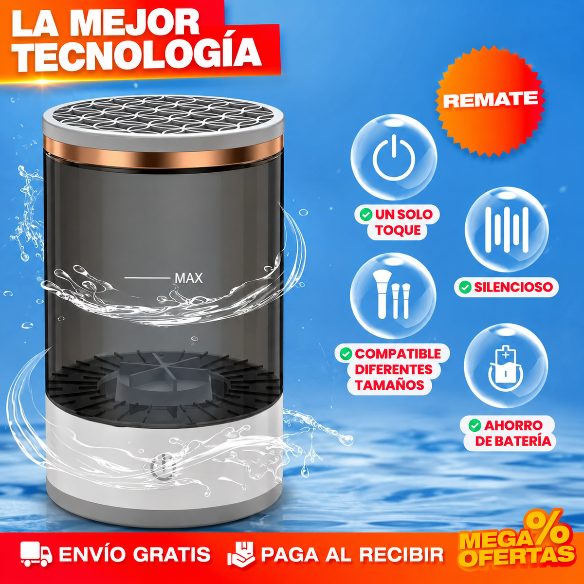 LIMPIADOR DE BROCHAS DE MAQUILLAJE AUTOMÁTICO